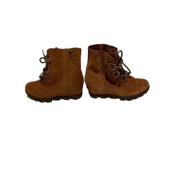 Sorel Joan of Attic Girls Wedge Suede Brown Boots Size 4 - Picture 3 of 6